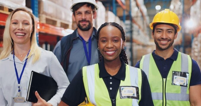 Warehouse workers on the job supported by AMPM Employment staffing and recruiting solutions